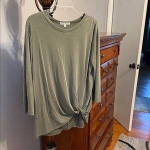 a new day Olive Tunic with Knot Detail